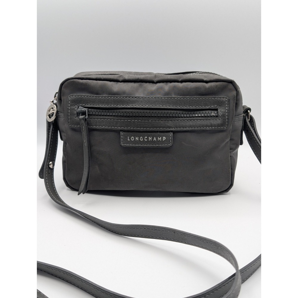Longchamp Le Pliage Neo Camera Crossbody Bag Grey Nylon Leather French-Made